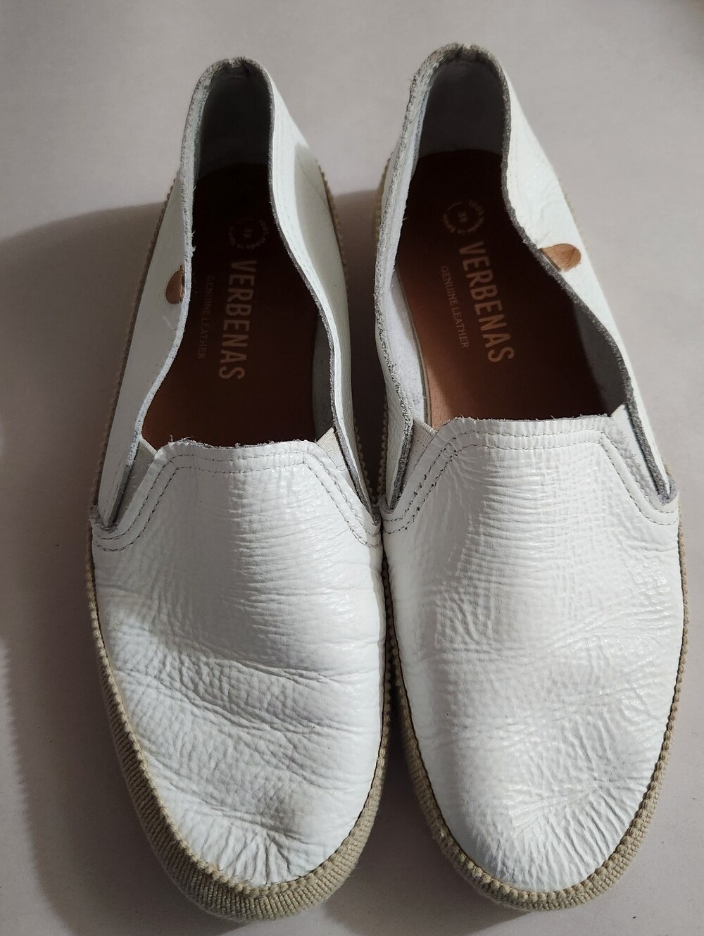 Verbenas Noelia Blanc Ballet Flats White Leather Shoes Women's 8.5/39